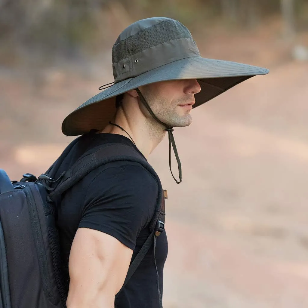 Women's Hiking Hats Ponytail Sun Hat Sun Protective Foldable Mesh Wide Brim Beach Fishing Hat