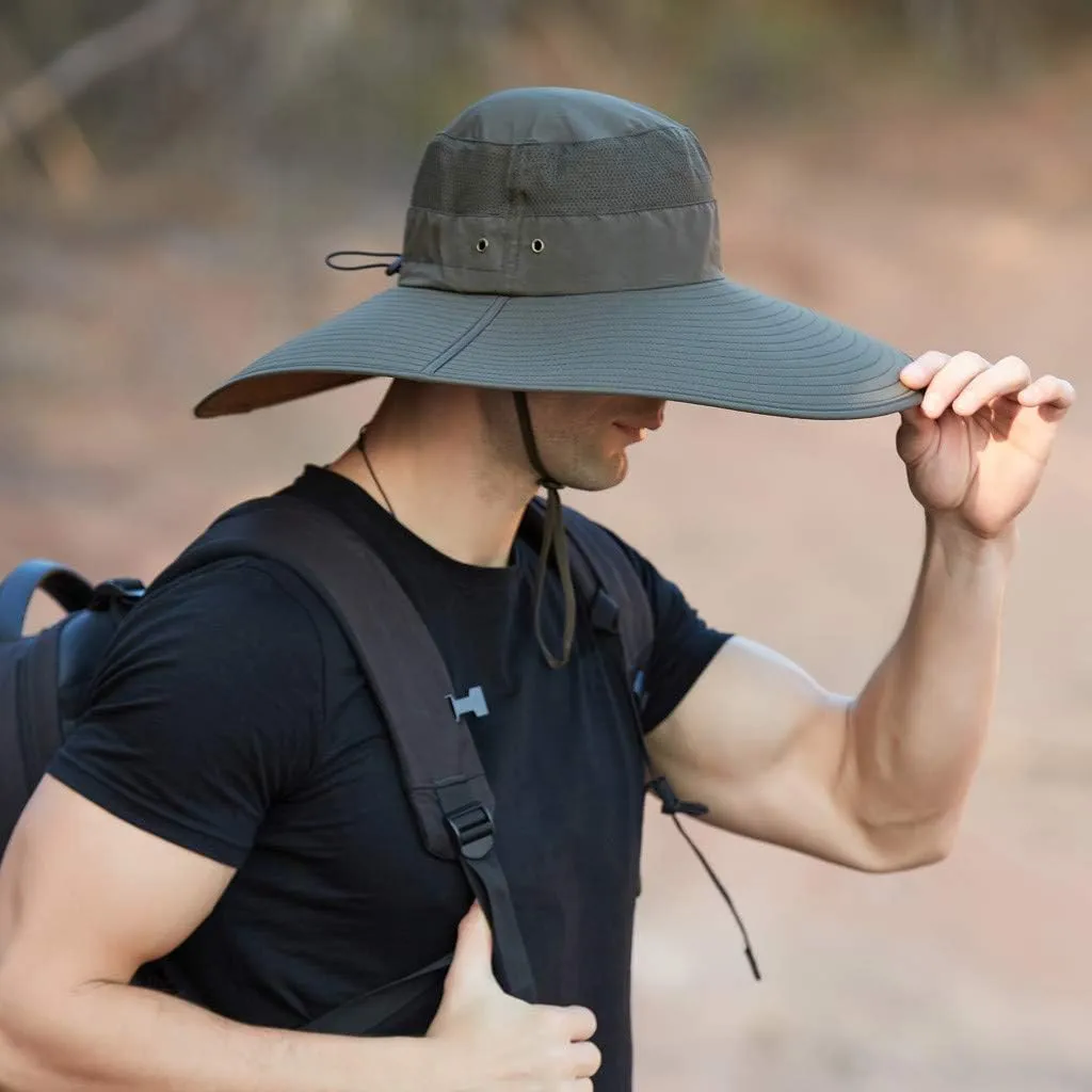 Women's Hiking Hats Ponytail Sun Hat Sun Protective Foldable Mesh Wide Brim Beach Fishing Hat