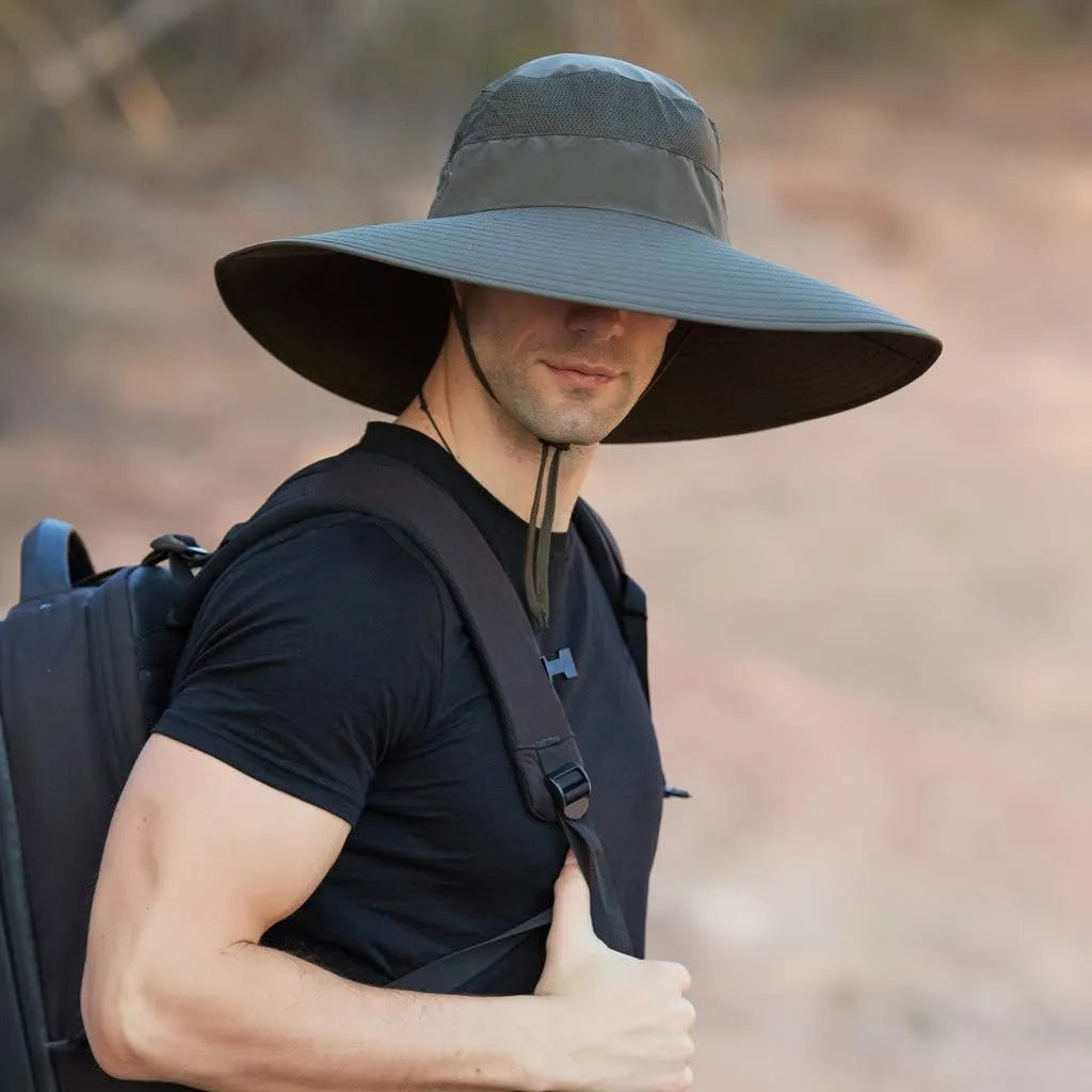 Women's Hiking Hats Ponytail Sun Hat Sun Protective Foldable Mesh Wide Brim Beach Fishing Hat