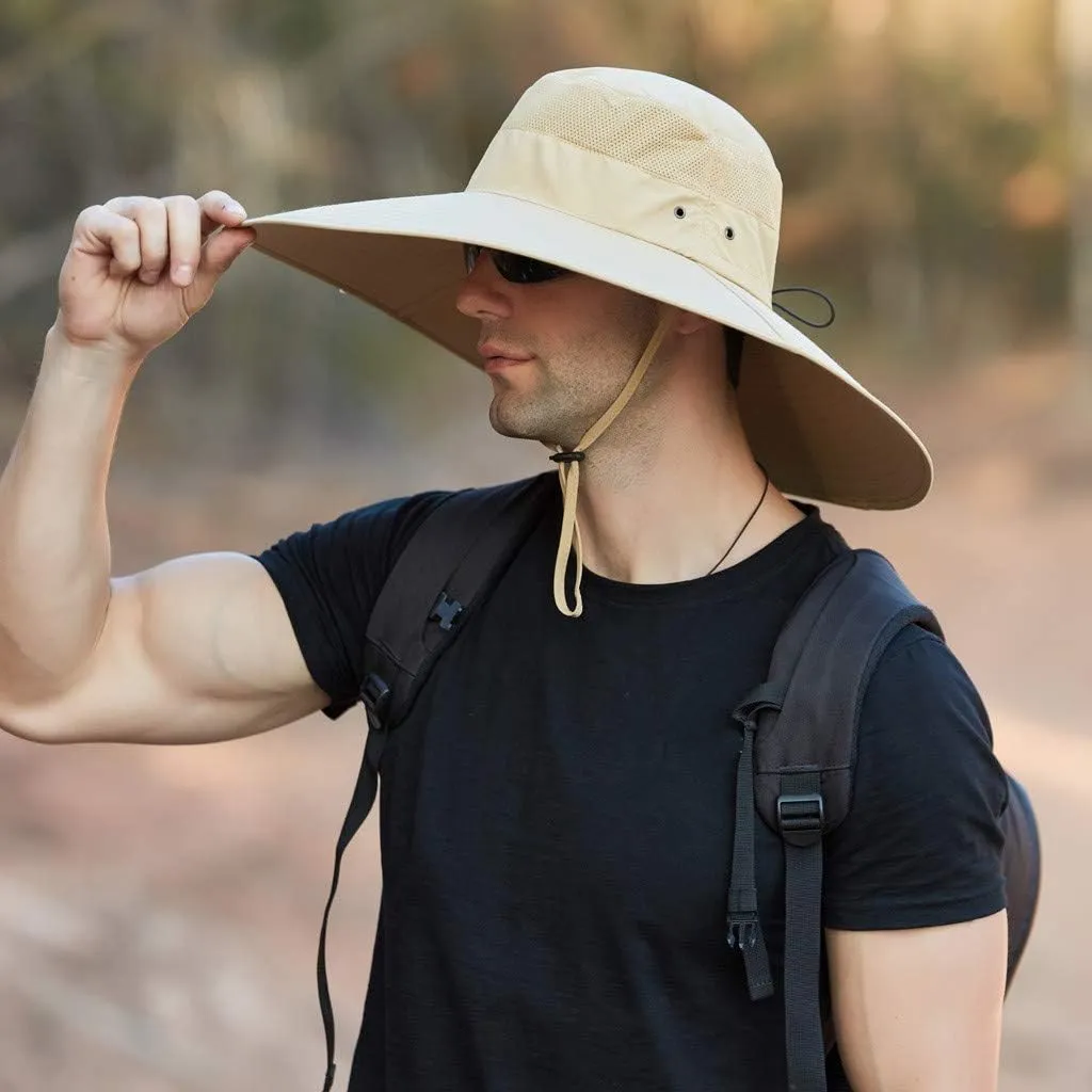 Women's Hiking Hats Ponytail Sun Hat Sun Protective Foldable Mesh Wide Brim Beach Fishing Hat