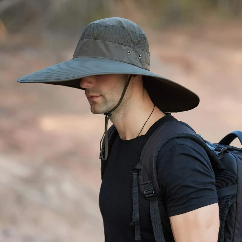 Women's Hiking Hats Ponytail Sun Hat Sun Protective Foldable Mesh Wide Brim Beach Fishing Hat