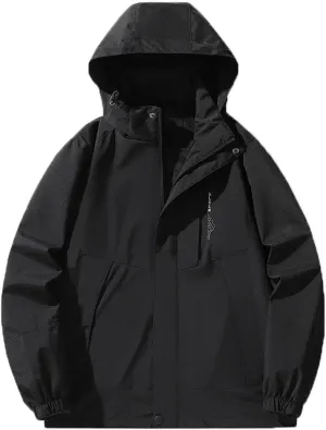 Womens Hooded Rain Jacket Windbreaker Plus Size Zip Up Warm Anorak Jacket Comfy Outdoor Hiking Raincoats with Pockets