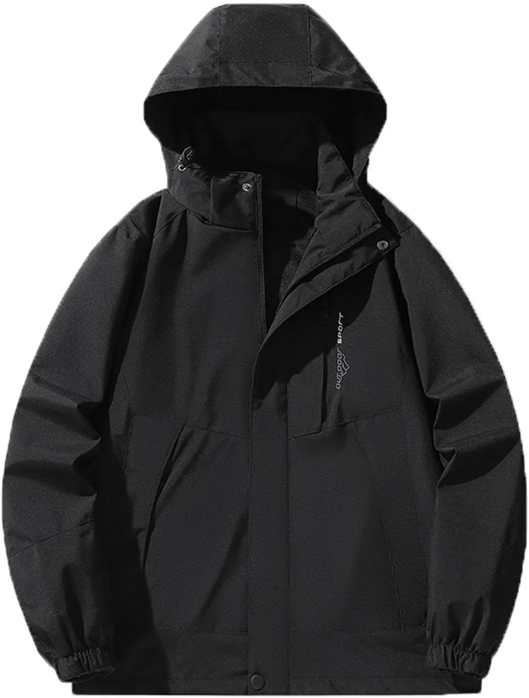Womens Hooded Rain Jacket Windbreaker Plus Size Zip Up Warm Anorak Jacket Comfy Outdoor Hiking Raincoats with Pockets