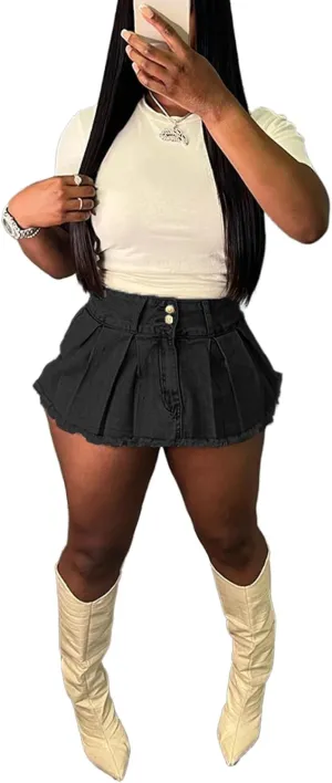 Womens Jean Cargo Skirt Skorts High Waist Stretchy Button Bodycon Y2K Pockets Denim Mini Skirt Shorts