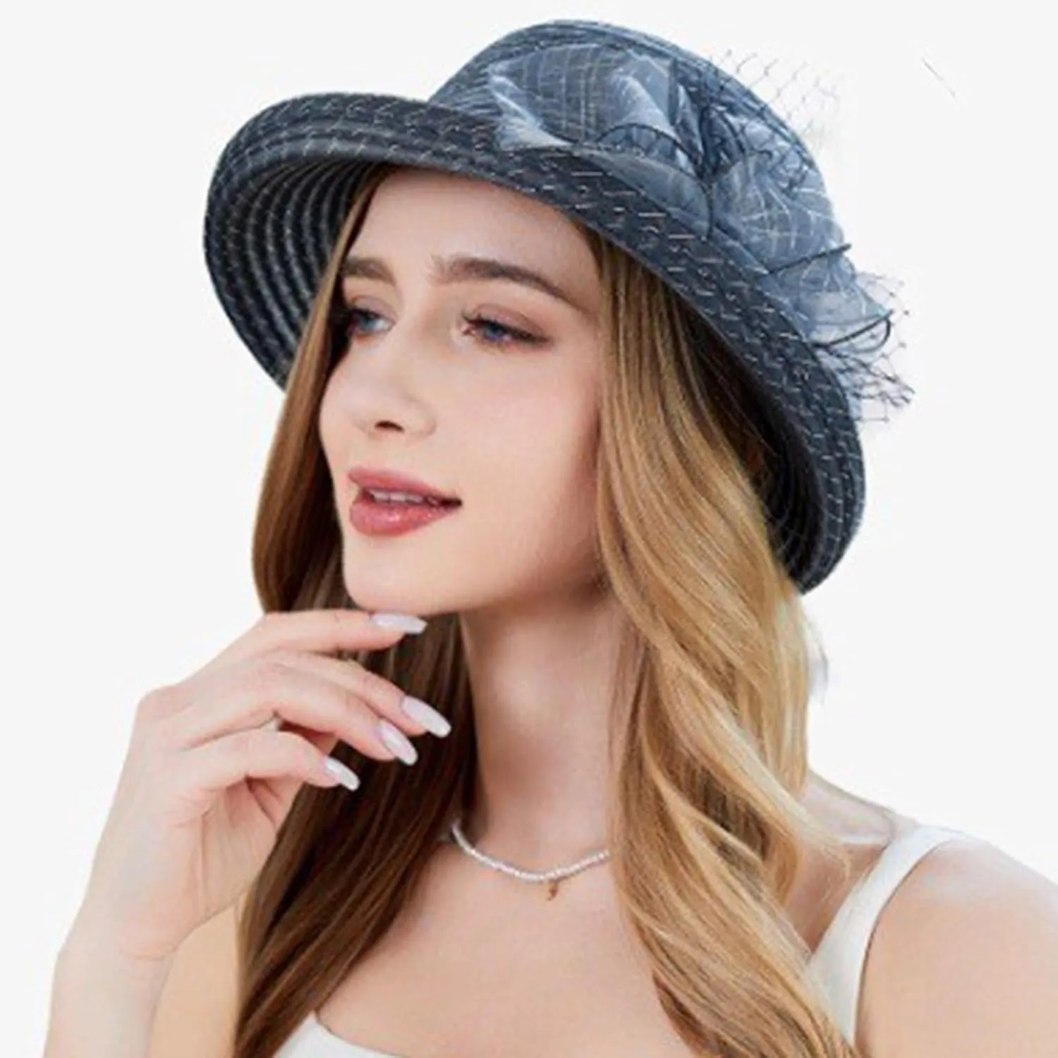 Womens Knit Wide Brim Sun Hat Cloche Bucket Hat Fishing Hat Beach Solid Color Foldable 2024 Summer Fashion Bow Caps