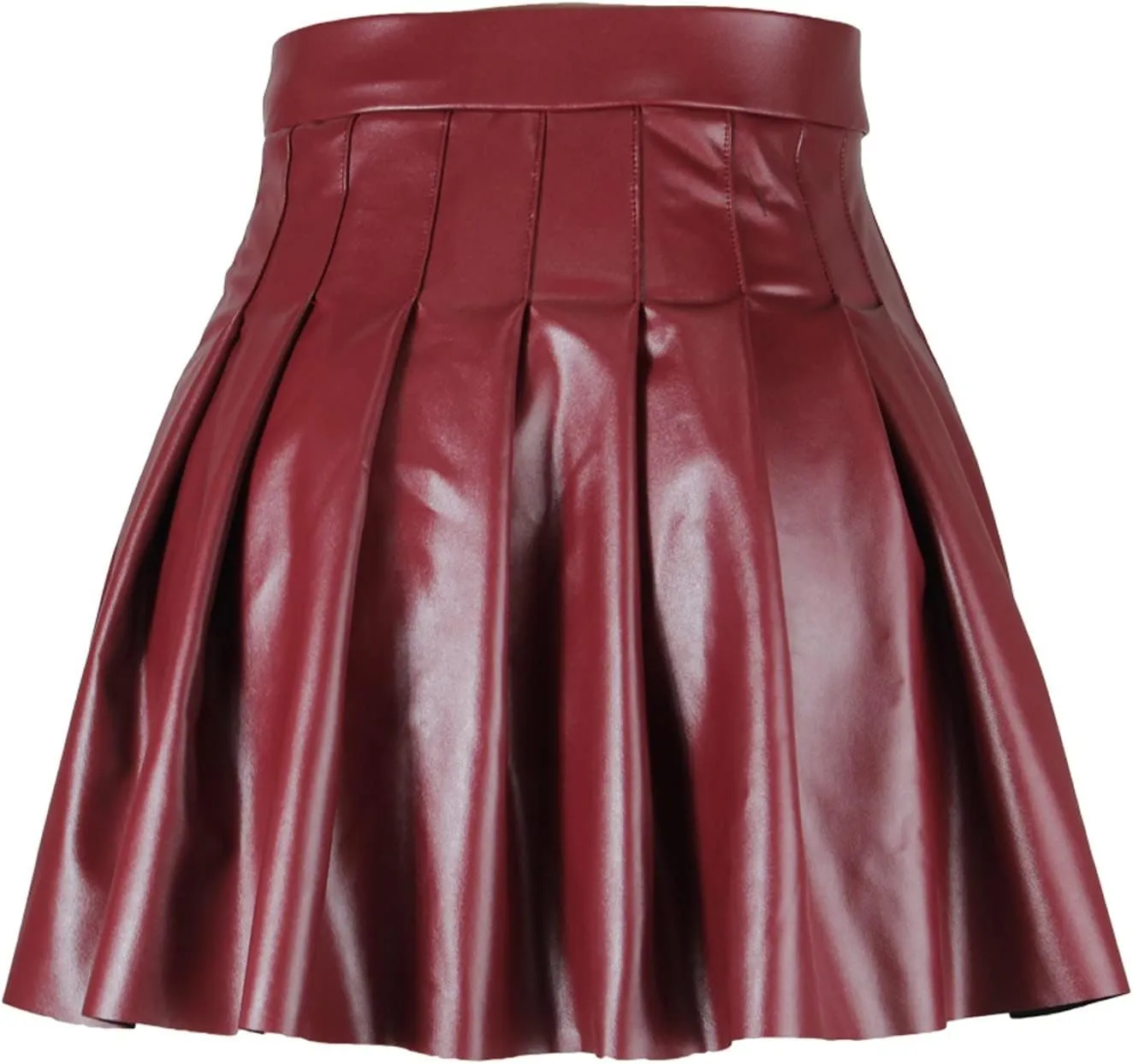 Womens Mini Skirts Faux Leather Solid Pleated Women's High Waist Short Elegant Skirt Casual Flowy PU Skirt