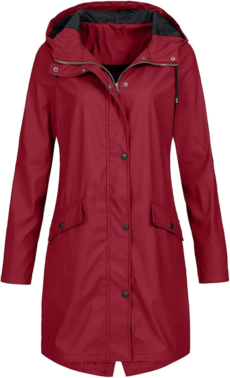 Womens Rain Jacket Solid Hooded Jacket Windproof Outdoor Coat Plus Women's Coat Water resistant Softshell Raincoat
