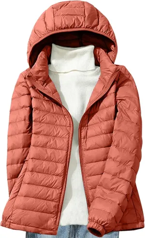 Women's Removable Hooded Down Jackets Plus Size Lightweight Packable Puffer Jackets Trendy Hooded Coat Outwear