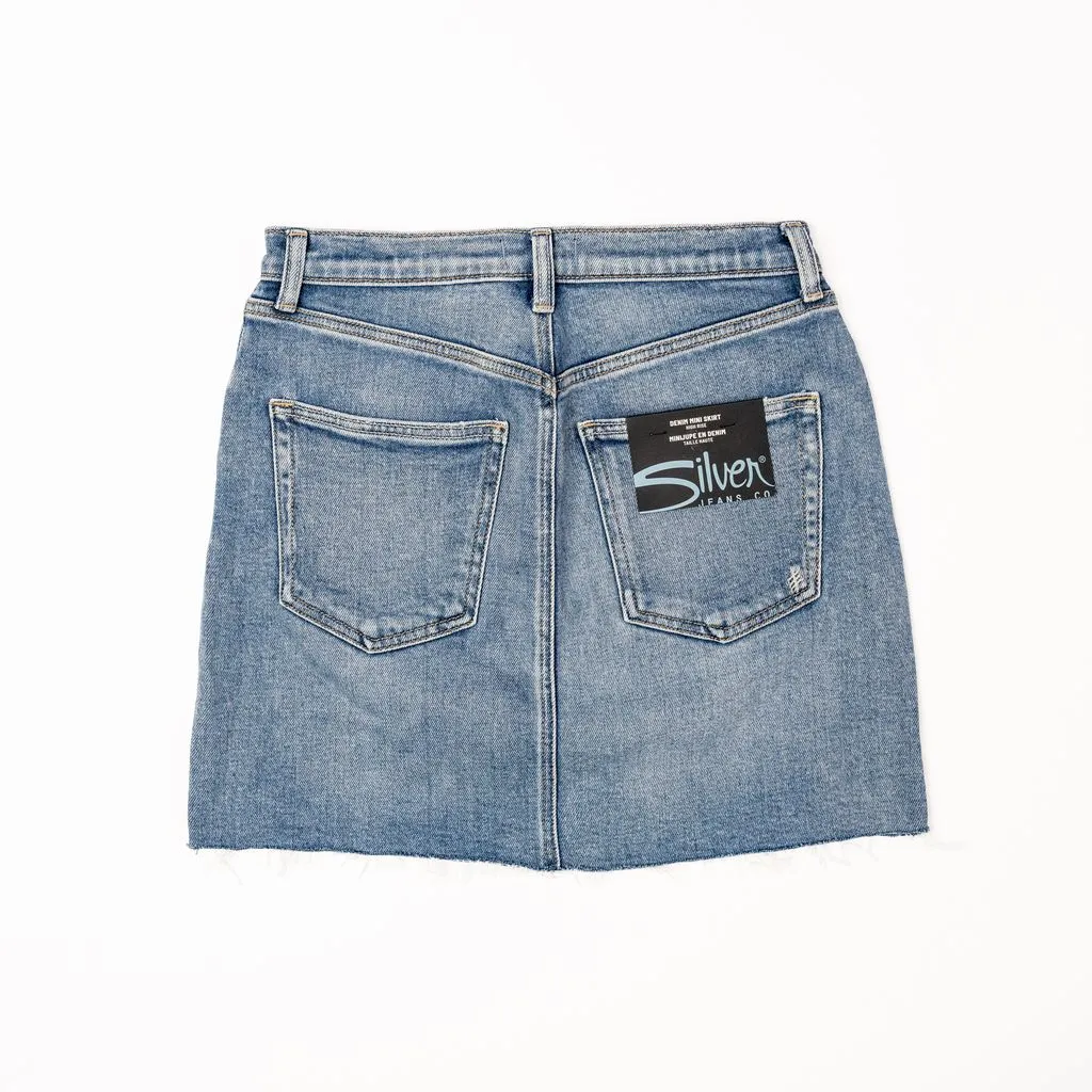 Women's Silver Denim Mini Skirt L34110AGR292