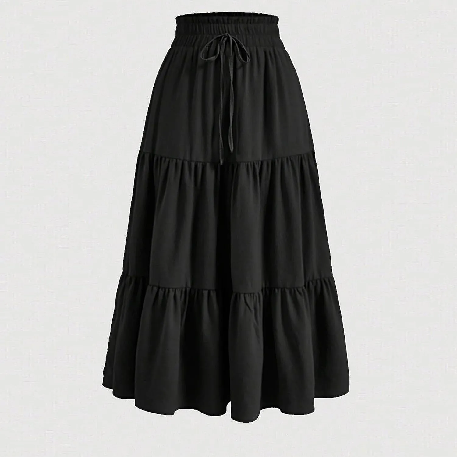 Women's Summer Bohemian Print A-Line Maxi Skirt Elastic Waist High Waist Beach Outfits Casual Tiered Long Skirt