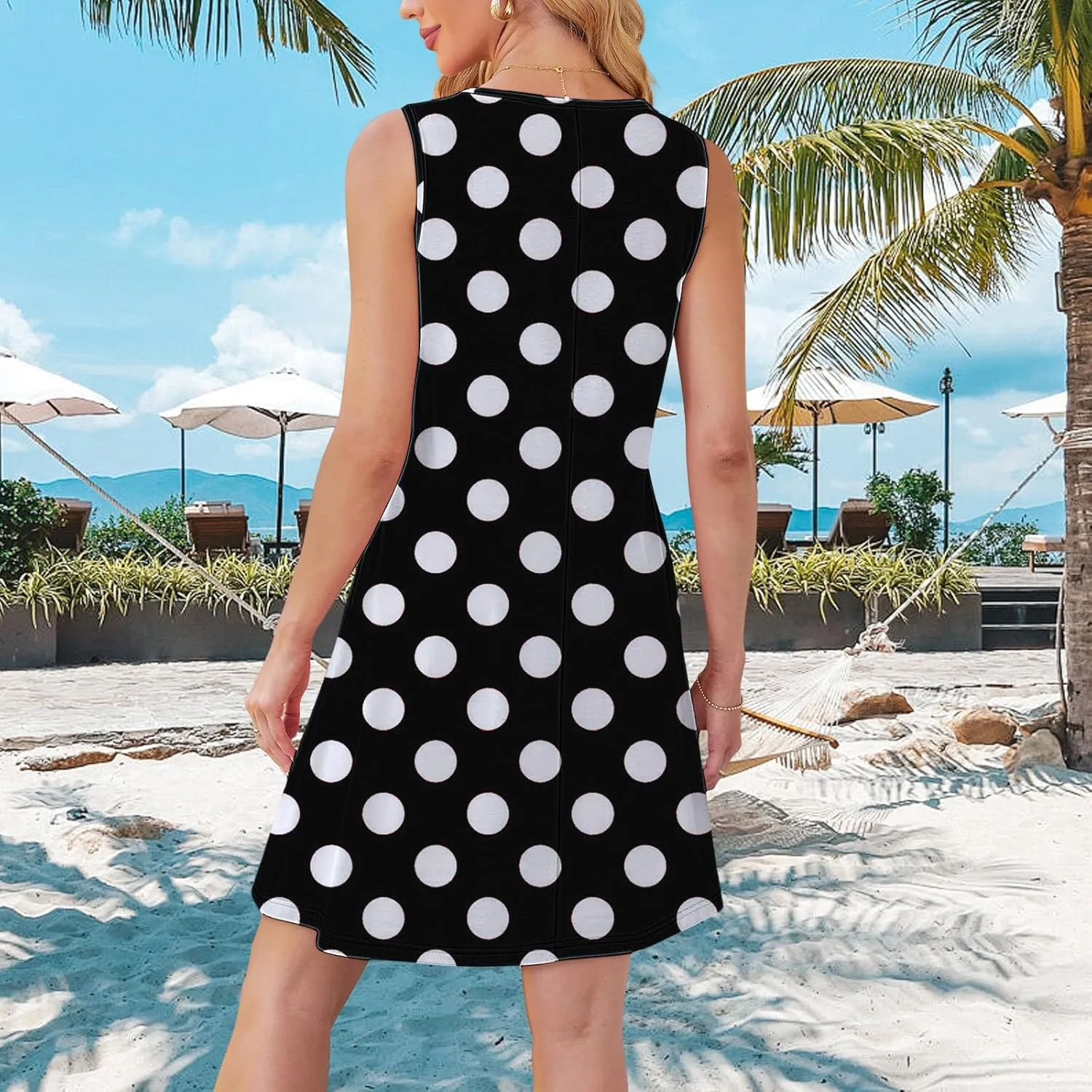 Womens Summer Dress Womens with Pockets Summer Casual Tank Dress Sleeveless Midi Beach Dress Cotton Knit Dresses