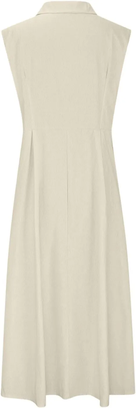 Womens Summer Dresses 2025 Maxi Linen Dresses Casual Lightweight Sleeveless Button Down V Neck Summer Beach Dresses