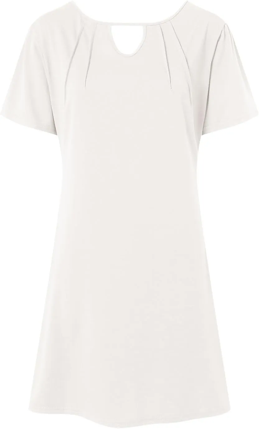 Womens Summer Dresses with Sleeves Casual Shirt Dress Solid Color Button Down Shift Summer Dresses