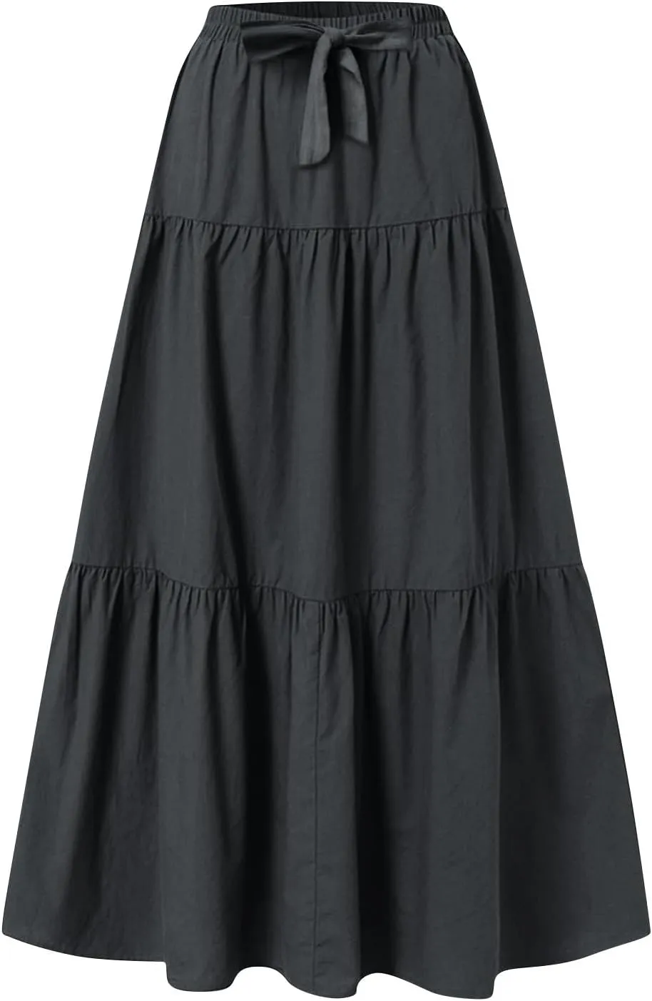 Women's Summer Flowy Swing Skirts Boho High Elastic Waist Fake Drawstring Floral Print A line Casual Cute Skirt
