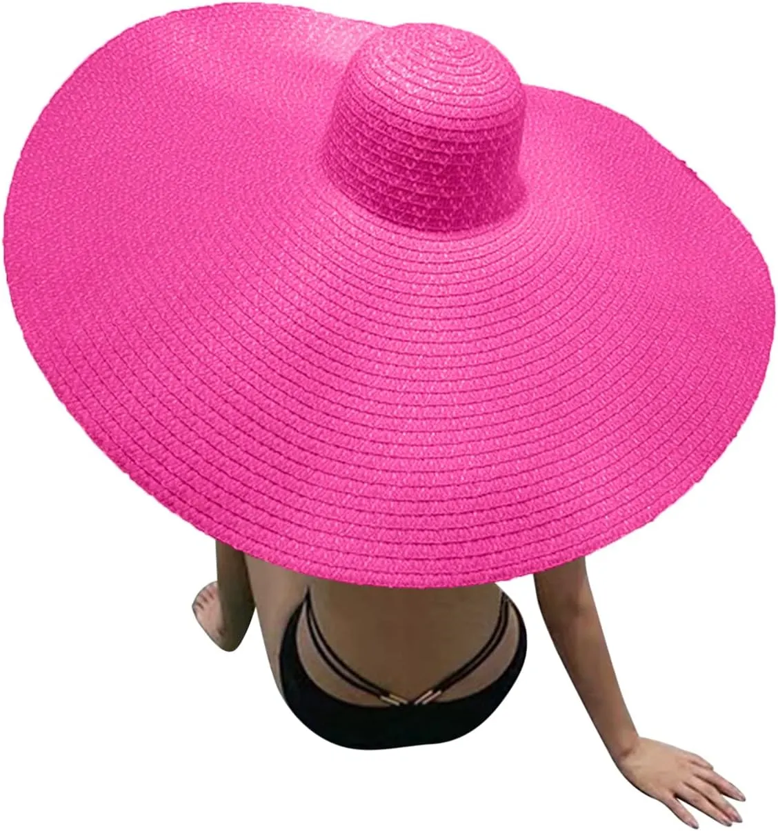 Women's Summer Outdoor Wide Brim Oversized Sun Hat Large Beach Hats for Women Floppy Foldable Straw Sun Hat