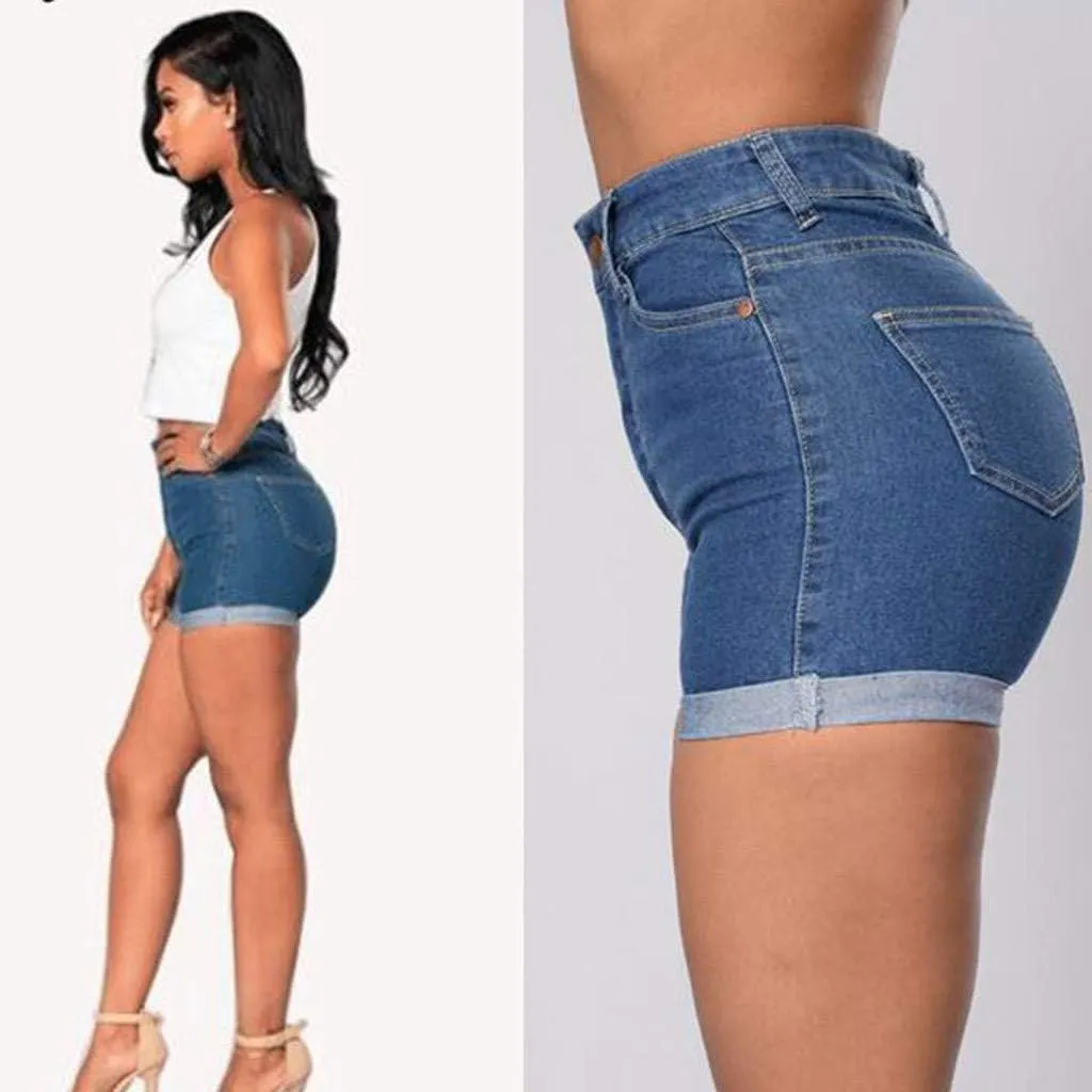 Womens Summer Shorts High Waisted Jean Shorts with Button Slim Fit and Stretchy Butt Lifting Outfits Demin Clothes