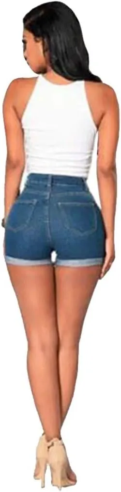 Womens Summer Shorts High Waisted Jean Shorts with Button Slim Fit and Stretchy Butt Lifting Outfits Demin Clothes