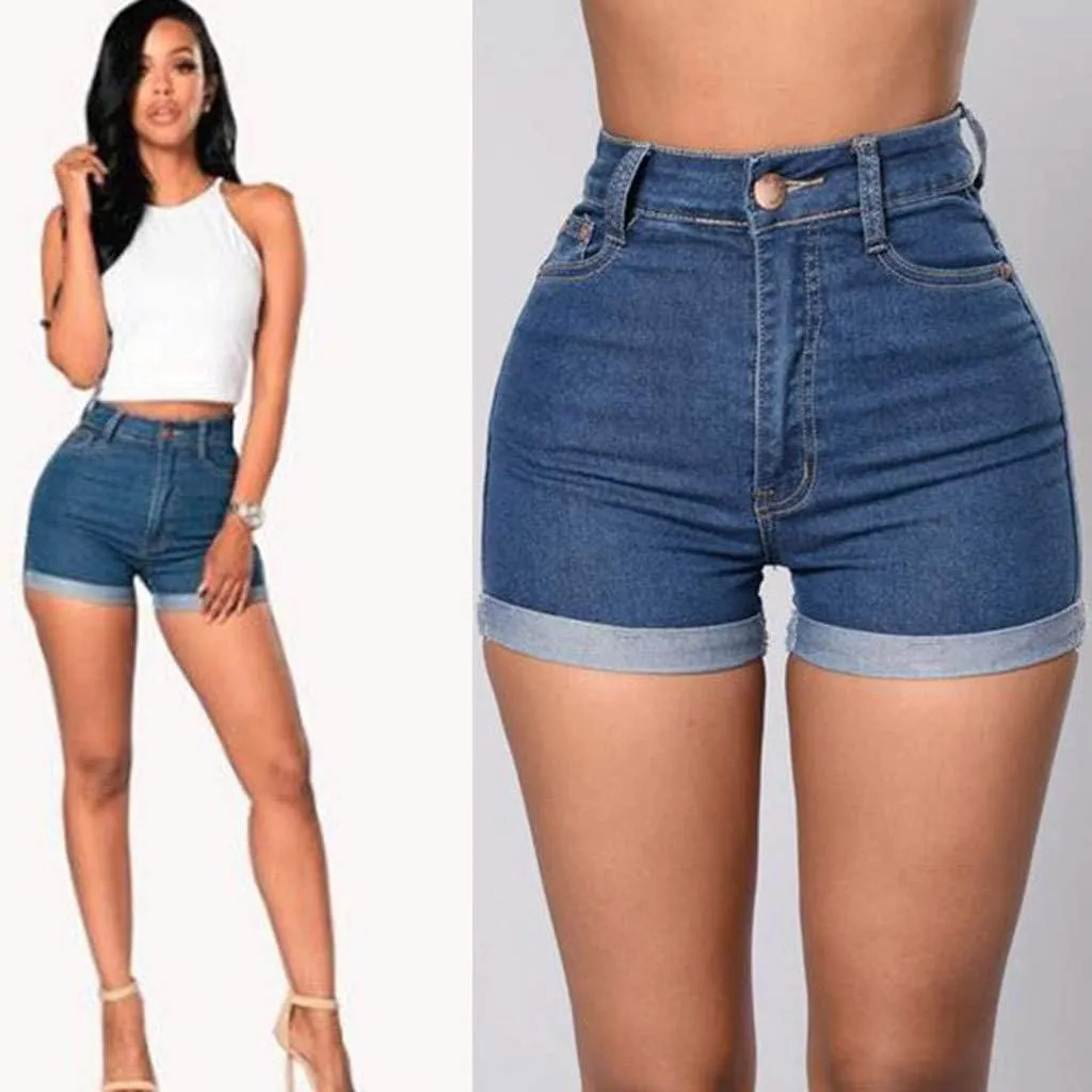 Womens Summer Shorts High Waisted Jean Shorts with Button Slim Fit and Stretchy Butt Lifting Outfits Demin Clothes