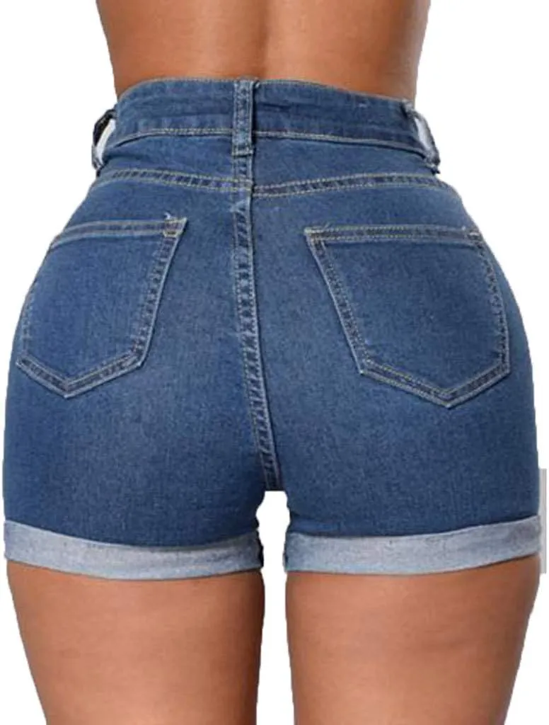 Womens Summer Shorts High Waisted Jean Shorts with Button Slim Fit and Stretchy Butt Lifting Outfits Demin Clothes