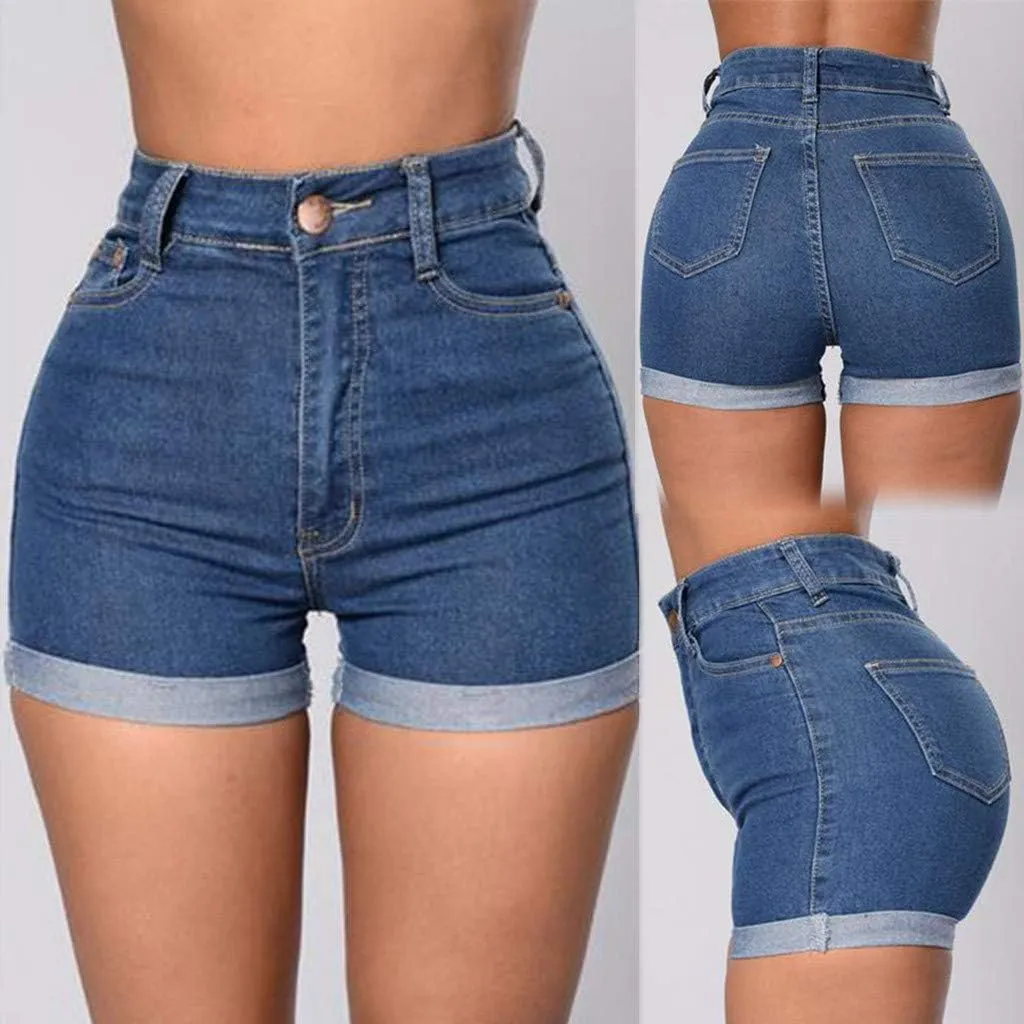 Womens Summer Shorts High Waisted Jean Shorts with Button Slim Fit and Stretchy Butt Lifting Outfits Demin Clothes