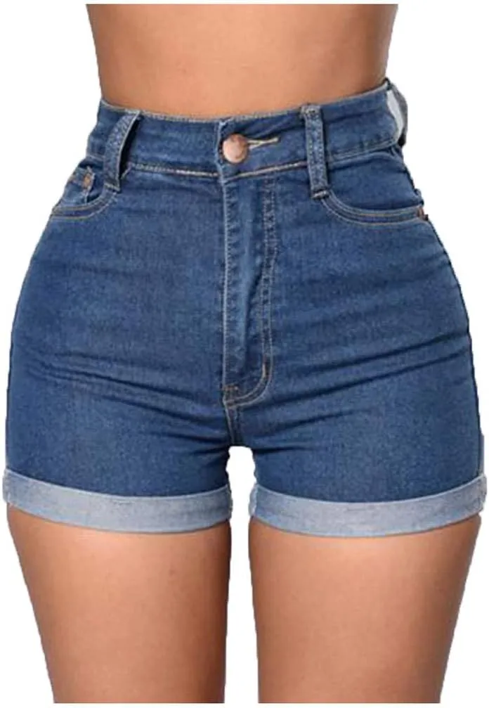 Womens Summer Shorts High Waisted Jean Shorts with Button Slim Fit and Stretchy Butt Lifting Outfits Demin Clothes