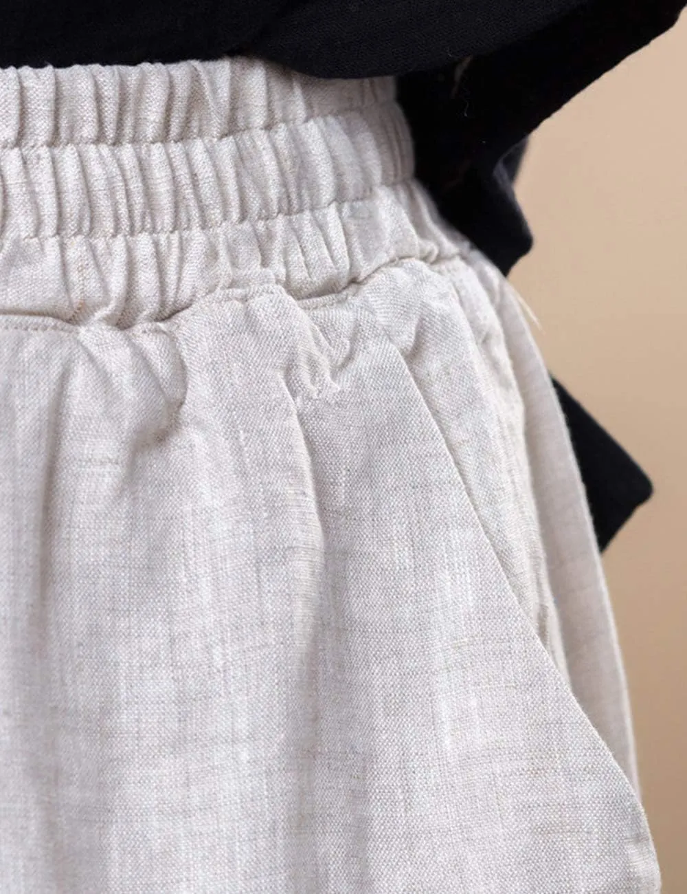 Women's Summer Trousers Wide Leg Relaxed-Fit 100% Linen Pants with Elastic Waist and Drawstring