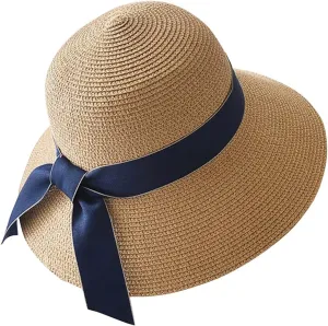 Womens Sun Hats Summer Foldable Wide Brim Retro Fedora Floppy Beach Hat Womens Straw Hat Floppy Hats