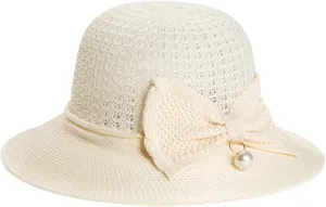 Womens Sun Straw Hat Straw Hats for Women Straw Panama Hat Packable Beach Sun Hat Straw Bucket Hat