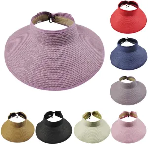 Womens Sun Visor Hat Wide Brim Summer Sun Hats UPF 50  UV Protection Beach Hats Foldable Golf Visor for Women
