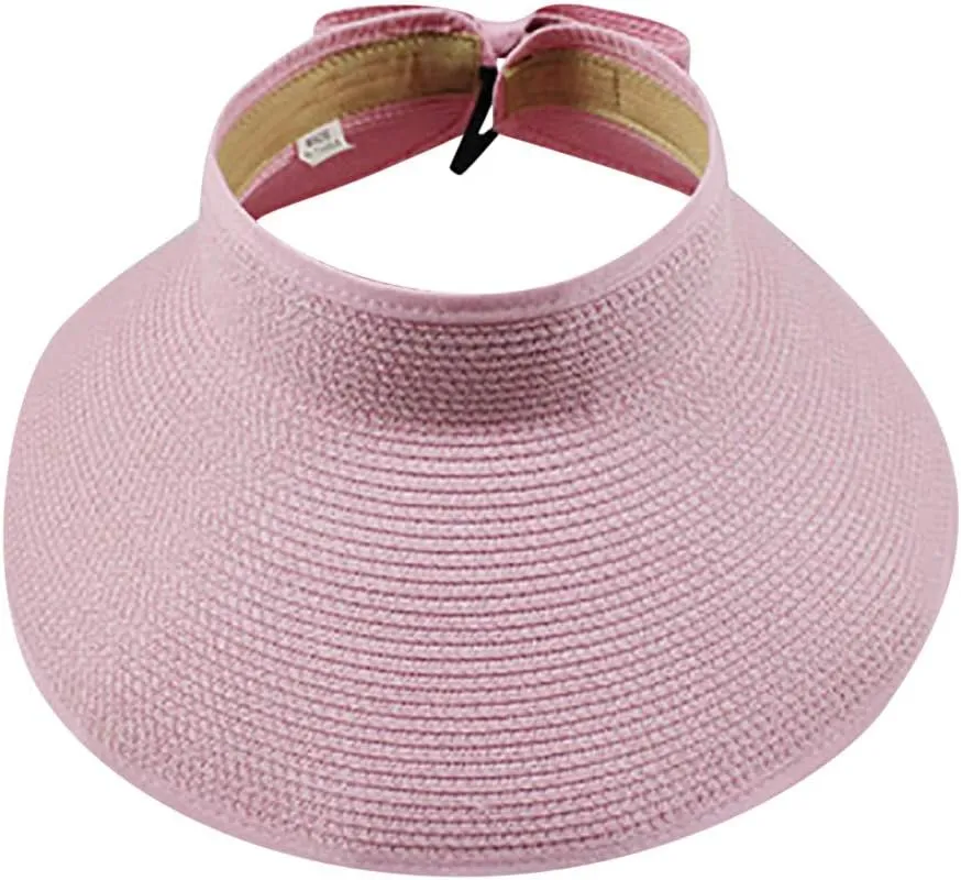 Womens Sun Visor Hat Wide Brim Summer Sun Hats UPF 50  UV Protection Beach Hats Foldable Golf Visor for Women