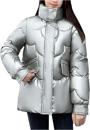 Women's Winter Coat Puffer Thicken Down Jacket Outdoor Shearling Warm Lightweight Casual Zipper 2024 Trendy Parka Outwear
