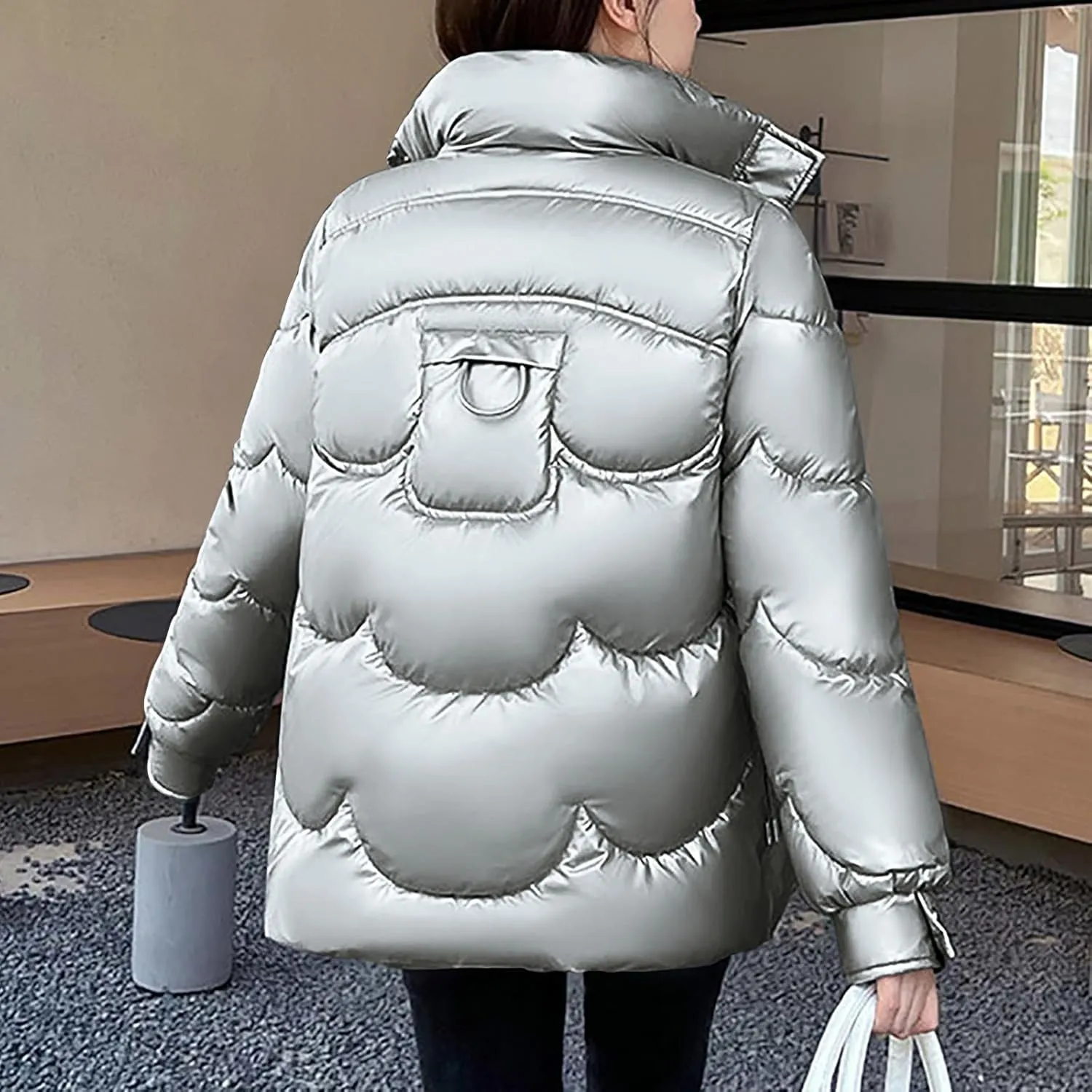 Women's Winter Coat Puffer Thicken Down Jacket Outdoor Shearling Warm Lightweight Casual Zipper 2024 Trendy Parka Outwear
