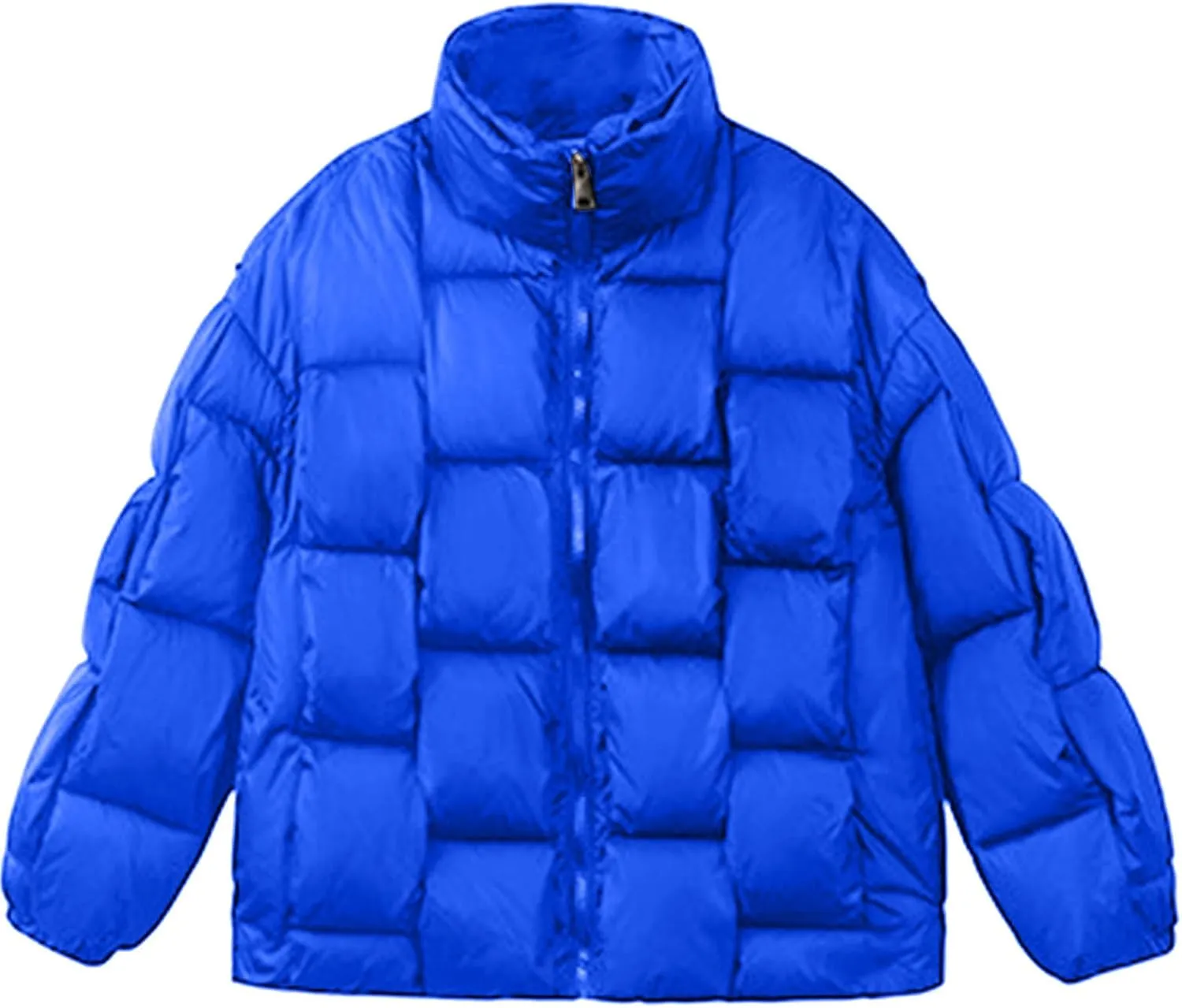 Women's Winter Coat Thicken Puffer Padded Quilted Lapel Down Jacket Outdoor Warm Lightweight Casual Zipper Parka Outwear