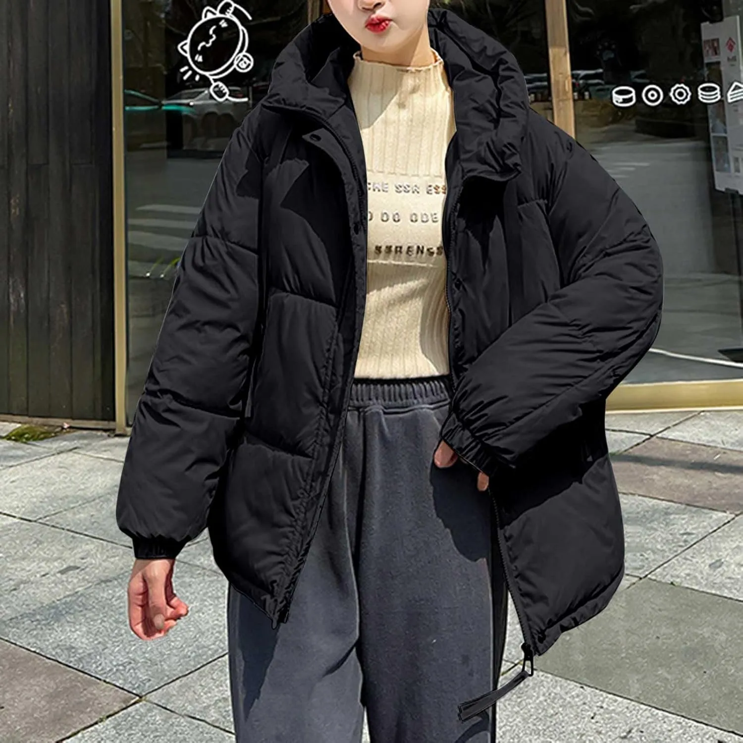 Women's Winter Thickened Padded Warm Down Coat Jacket Quilted Hooded Puffer jacket Oversized 2024 Trendy Parka Outerwear