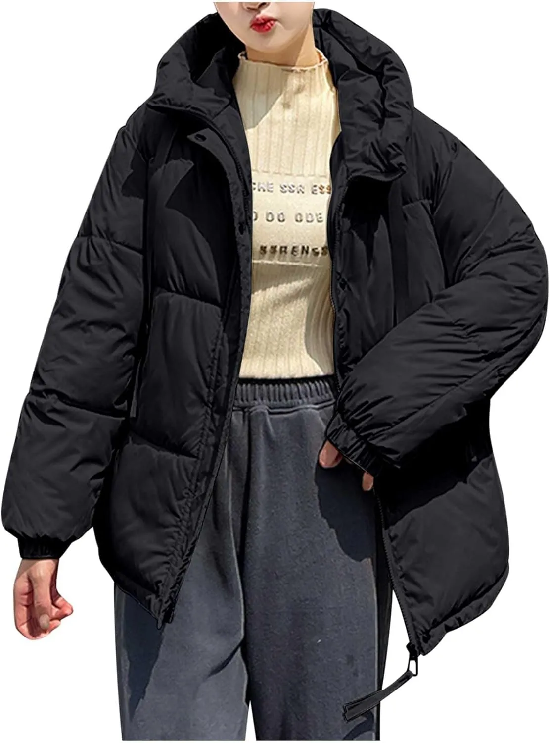 Women's Winter Thickened Padded Warm Down Coat Jacket Quilted Hooded Puffer jacket Oversized 2024 Trendy Parka Outerwear