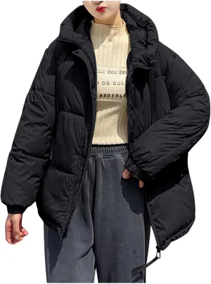 Women's Winter Thickened Padded Warm Down Coat Jacket Quilted Hooded Puffer jacket Oversized 2024 Trendy Parka Outerwear