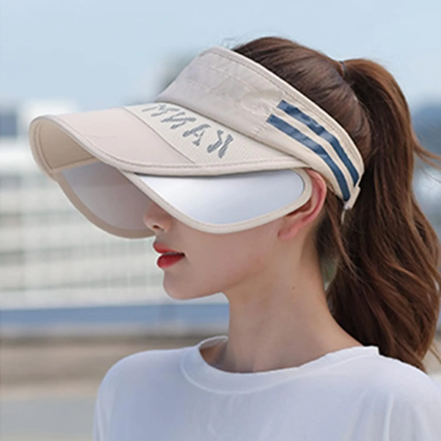 WUTYU Womens Empty Top Hat Outdoor Sports Sun Hat Sun Hat Large Brim Casual Peaked Cap