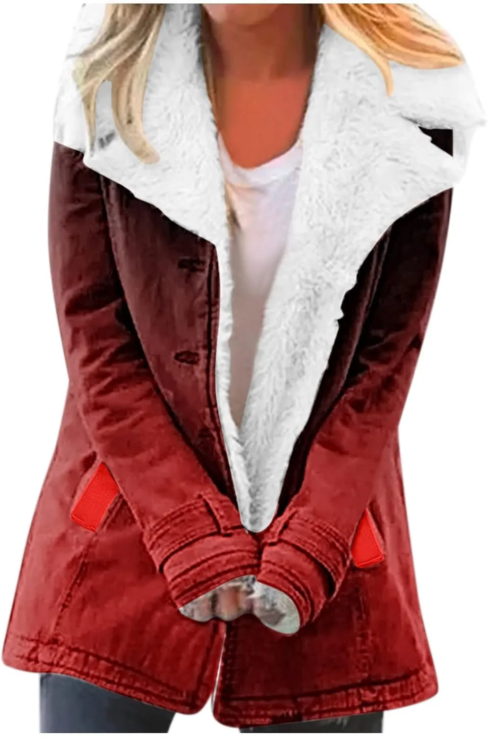 XUETON Women's Casual Zip Up Anork Jackets Sherpa Fleece Lined Parka Warm Heavyweight Faux Fur Hooded Anorak Utility Hiking Ski
