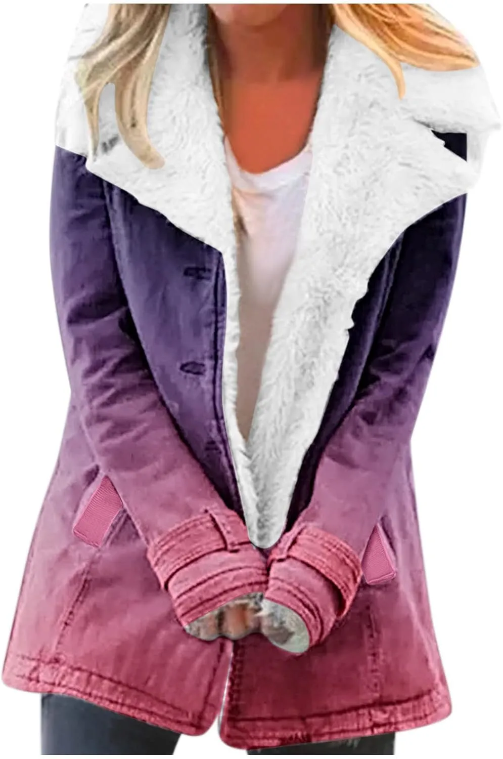 XUETON Women's Casual Zip Up Anork Jackets Sherpa Fleece Lined Parka Warm Heavyweight Faux Fur Hooded Anorak Utility Hiking Ski