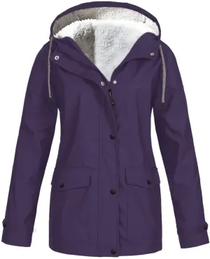XUETON Women's Casual Zip Up Anork Jackets Thick Fleece Lined Plush Hooded Faux Hooded Thicken Warm Utility Anorak Safari Coat