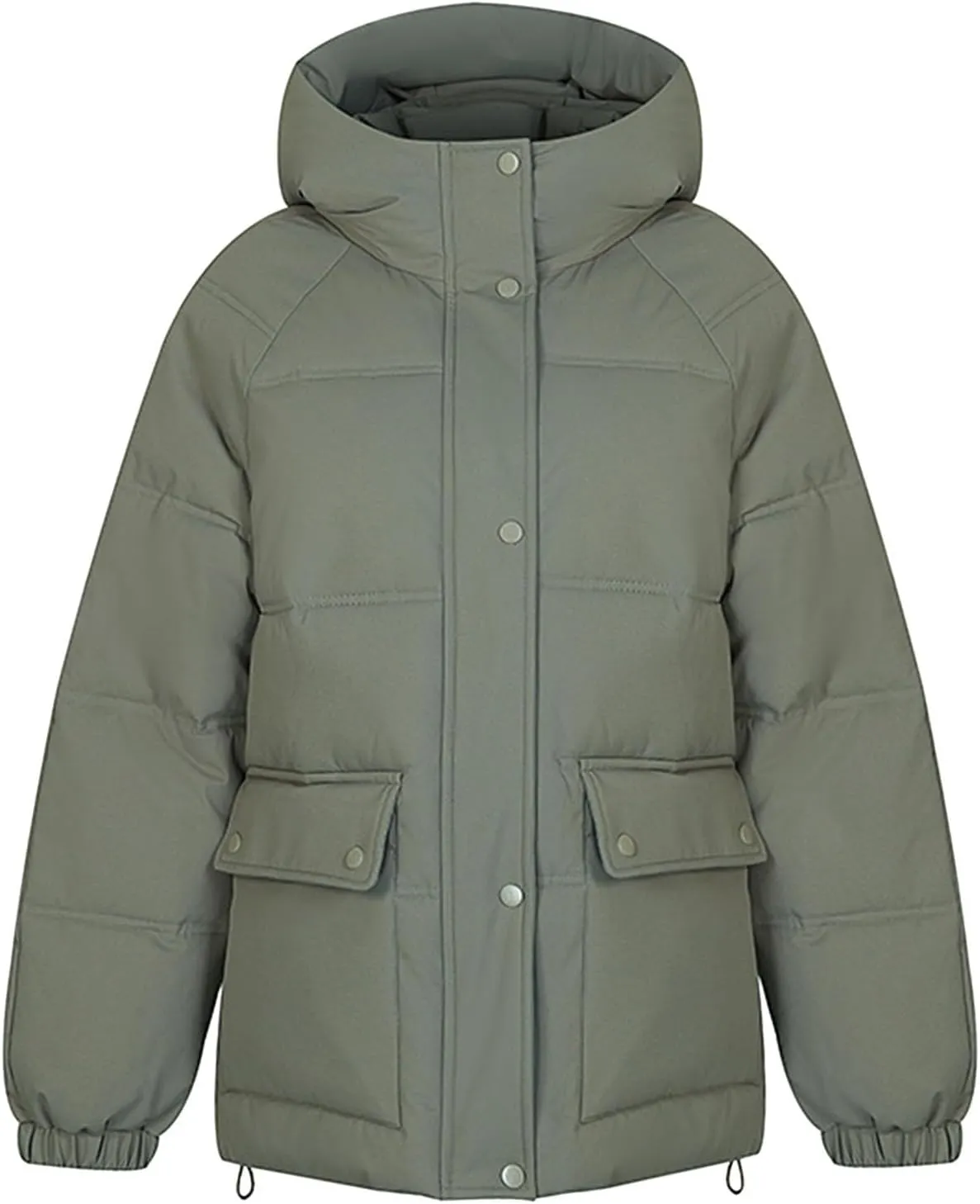 XUNRYAN Womens Winter Warm Down Coat Hooded Puffer Jackets Baggy Quilted Lightweight Cropped Jackets Overcoat Activewear