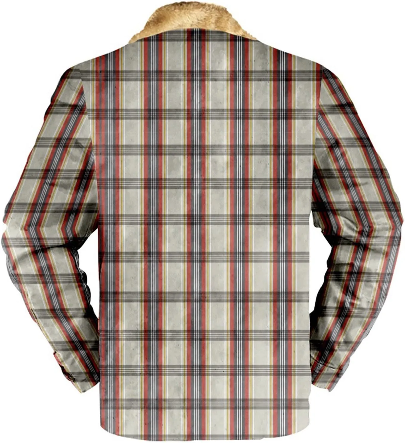 Ymosrh Men's Fashion Jacket Plaid Sherpa Lined Fleece Turn-Down Collar Trucker Jackets Warm Winter Coats Jacket, M-5XL
