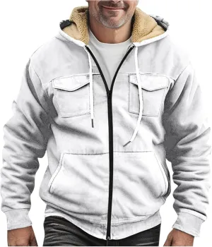 Ymosrh Men's Lightweight Jacket Full-Zip Fleece Jacket Hoodie Soft Winter Warm Outdoor Work Coats and Jackets, S-5XL
