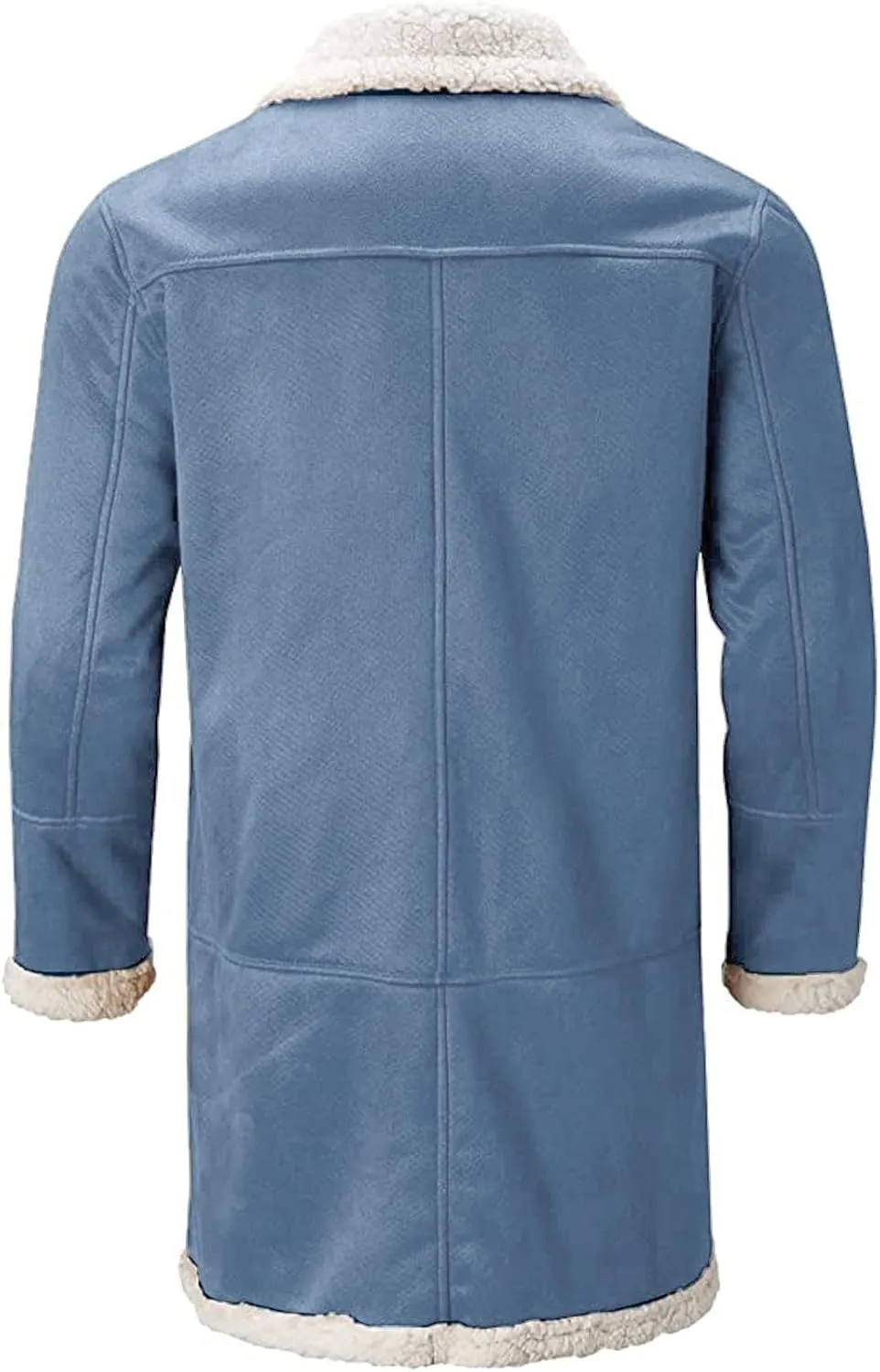 Ymosrh Men's Warm Coat Casual Sherpa Fleece Lined Jackets Winter Fur Collar Long Trench Coats with Pockets Jacket, M-5XL