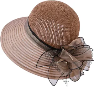 YOLAI Church Hats for Women Fashionable 2024 Hats 1950S 20S with Rhinestone Wide Brim