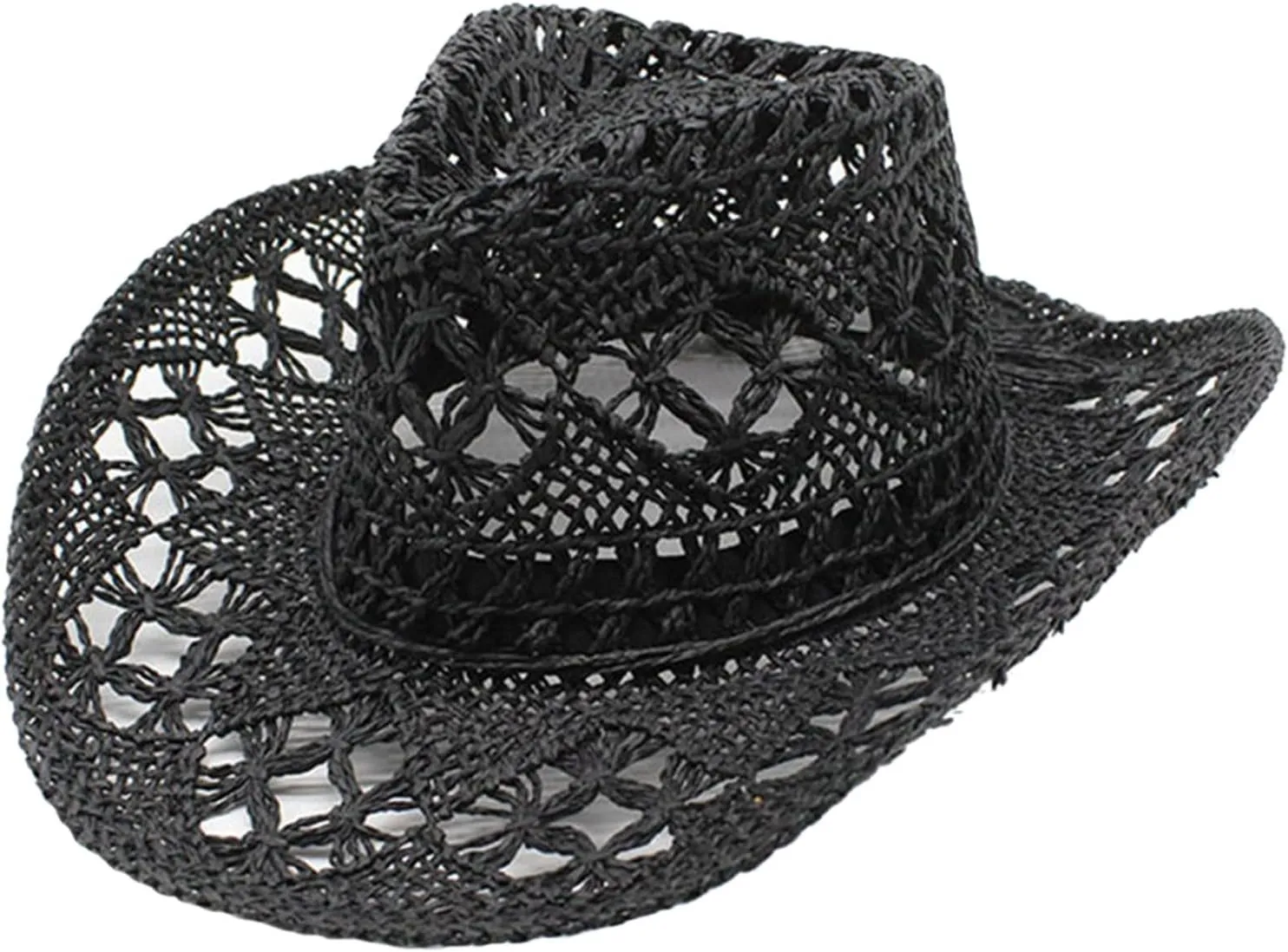 YOLAI Cowboy Stra𝐰 Hat for Mens Cowgir𝐥 Stra𝐰 Hat Breathable Hand Knit Cowboy Hat Roll Up Wide Brim Hat