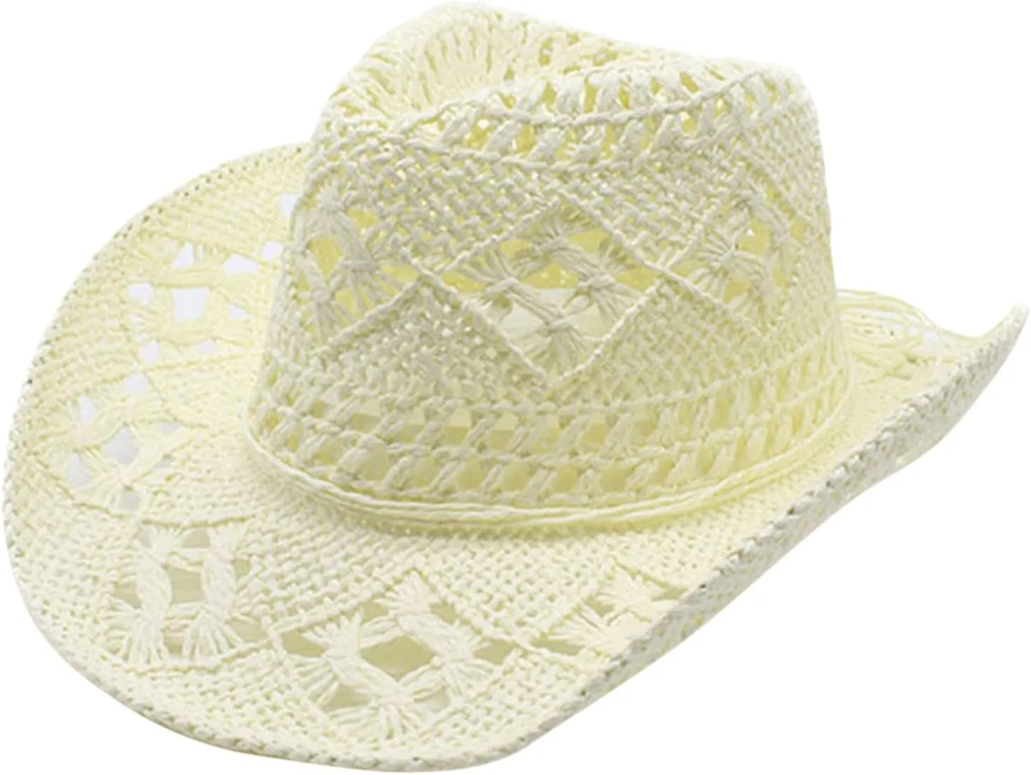YOLAI Cowboy Stra𝐰 Hat for Mens Cowgir𝐥 Stra𝐰 Hat Breathable Hand Knit Cowboy Hat Roll Up Wide Brim Hat