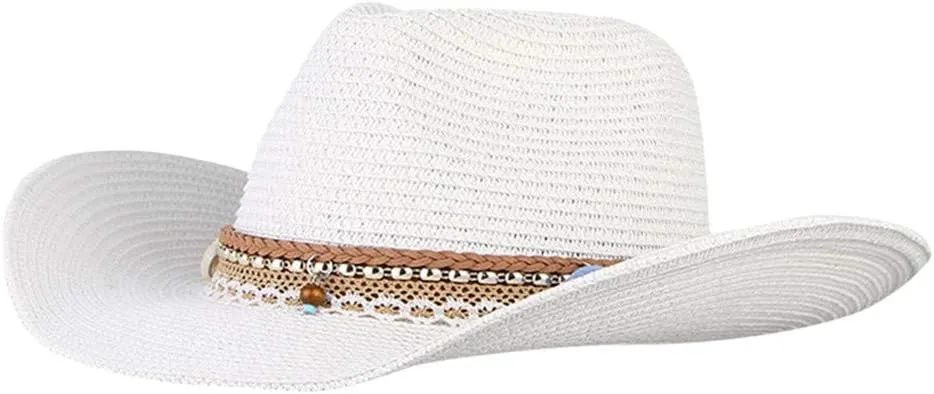 YOLAI Mens Wide Brim Sun Stra𝐰 Hat Roll Up Floppy Packable Fedora Hat Stra𝐰 Cowboy Hat for Music Festival