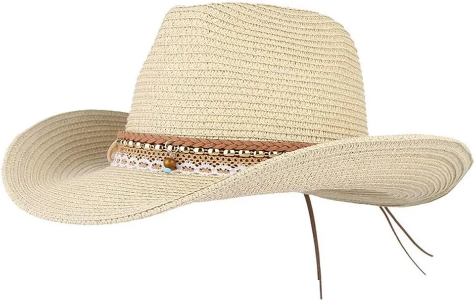 YOLAI Mens Wide Brim Sun Stra𝐰 Hat Roll Up Floppy Packable Fedora Hat Stra𝐰 Cowboy Hat for Music Festival