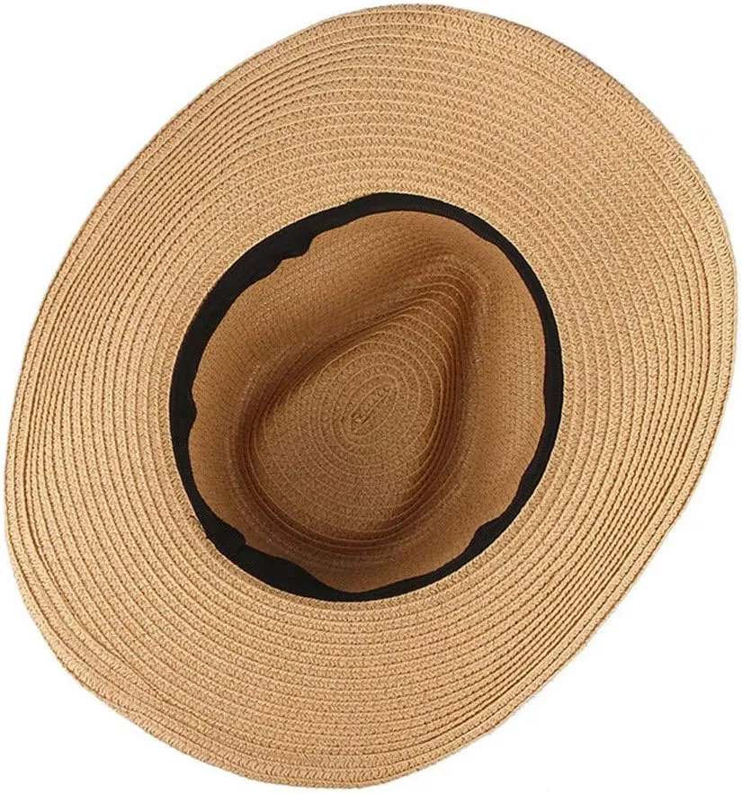 YOLAI Mens Wide Brim Sun Stra𝐰 Hat Roll Up Floppy Packable Fedora Hat Stra𝐰 Cowboy Hat for Music Festival